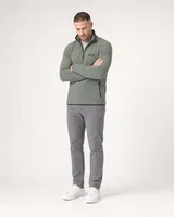 StringKing Men's Polartec Fleece Quarter Zip with Pockets - Sharp Fit, Avenue Green, Full Front Angle - Human Model