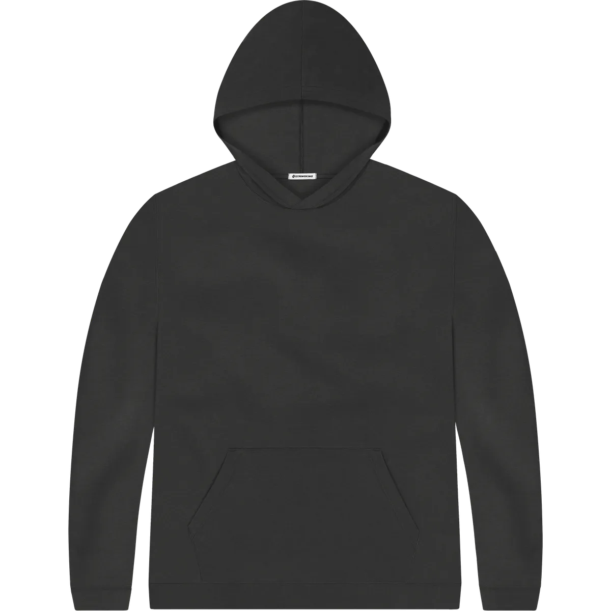 StringKing Men's Pima Terry Hoodie - Relaxed Fit, Black, Front