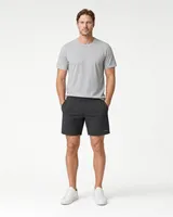 StringKing Men's Nylon Flex Shorts - Sharp Fit, Black, Full Front - Human Model