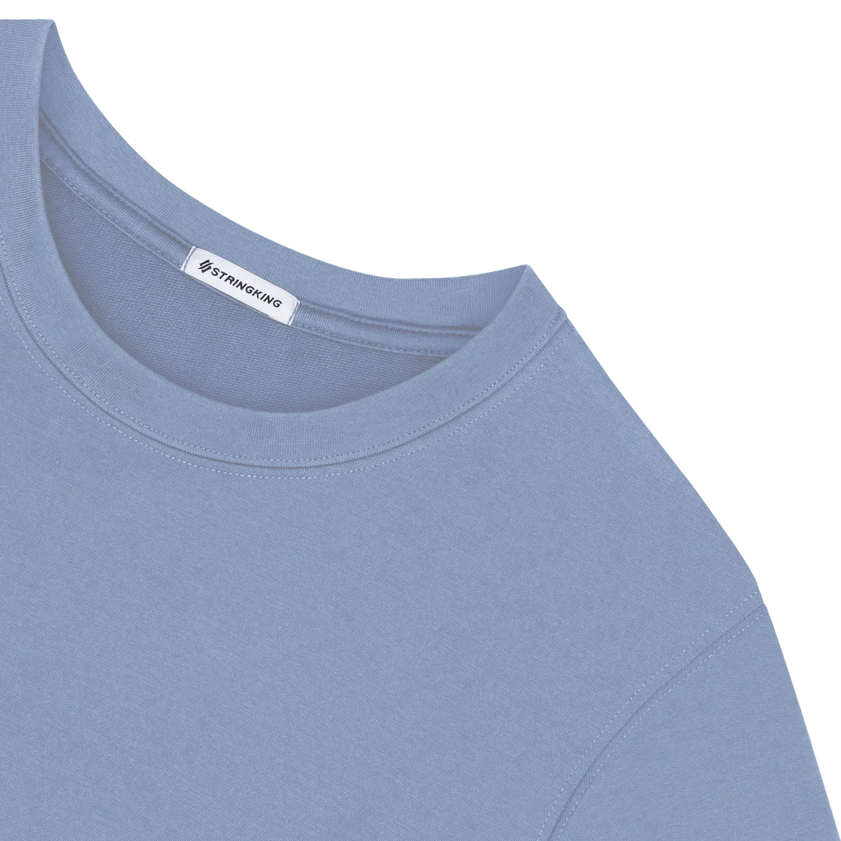 StringKing Women's Heavy Pima Cotton T-Shirt - Relaxed Fit, Slate Blue, Detail