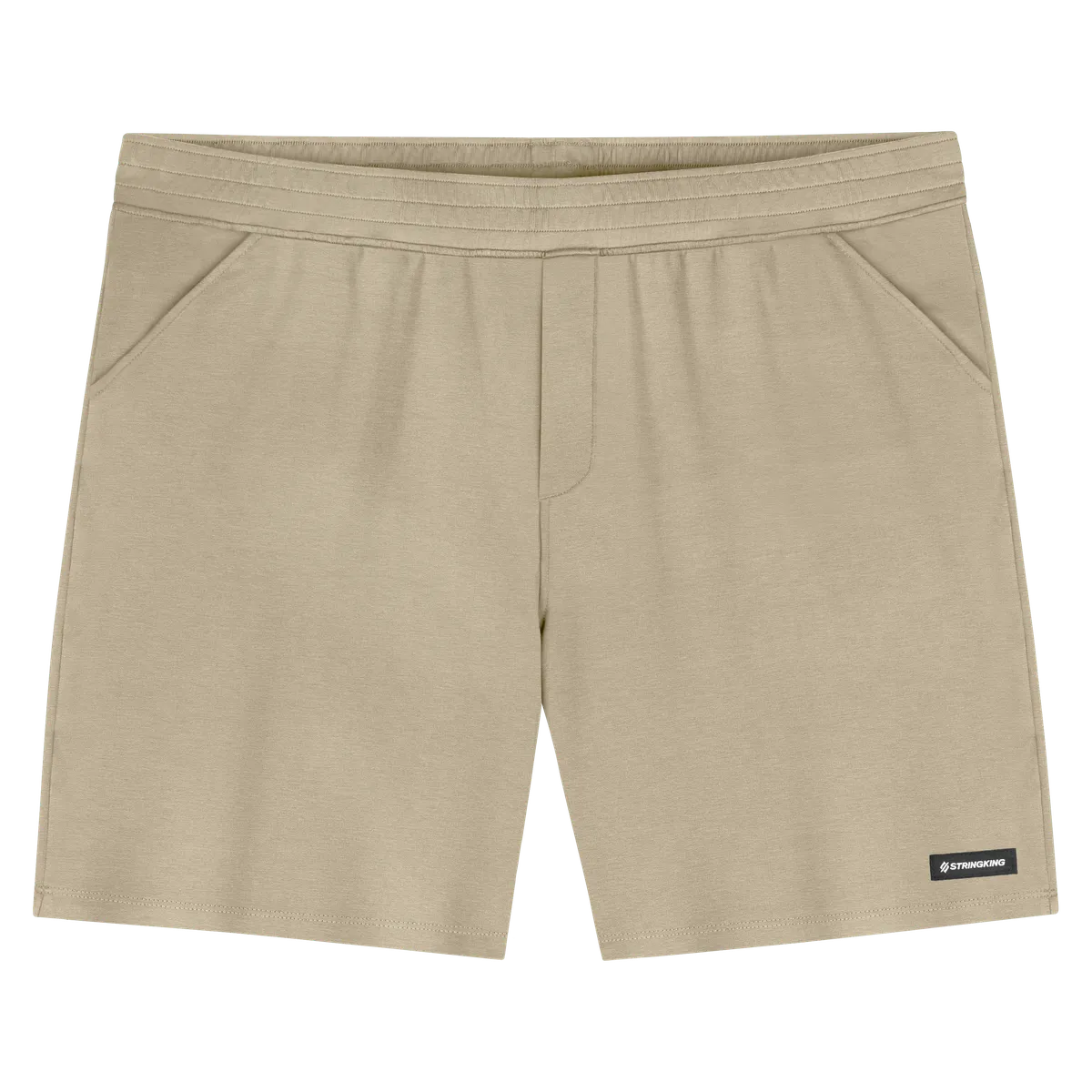 StringKing Men's Pima Cotton Sweatshort - Relaxed Fit, Warm Khaki, Front