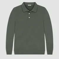 StringKing Men's Pima Terry Long Sleeve Polo - Sharp Fit, Moss, Front
