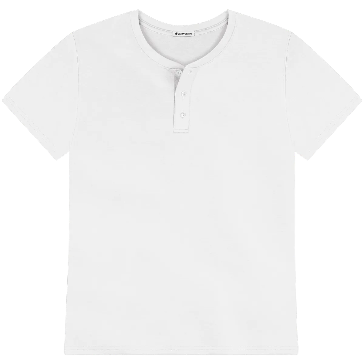 StringKing Men's Pima Cotton Short Sleeve Henley - Relaxed Fit, White, Front