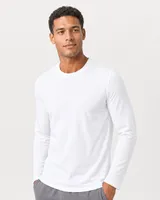 StringKing Men's StayWarm Long Sleeve Tee - Sharp Fit, White, Collar Shoulder - Human Model