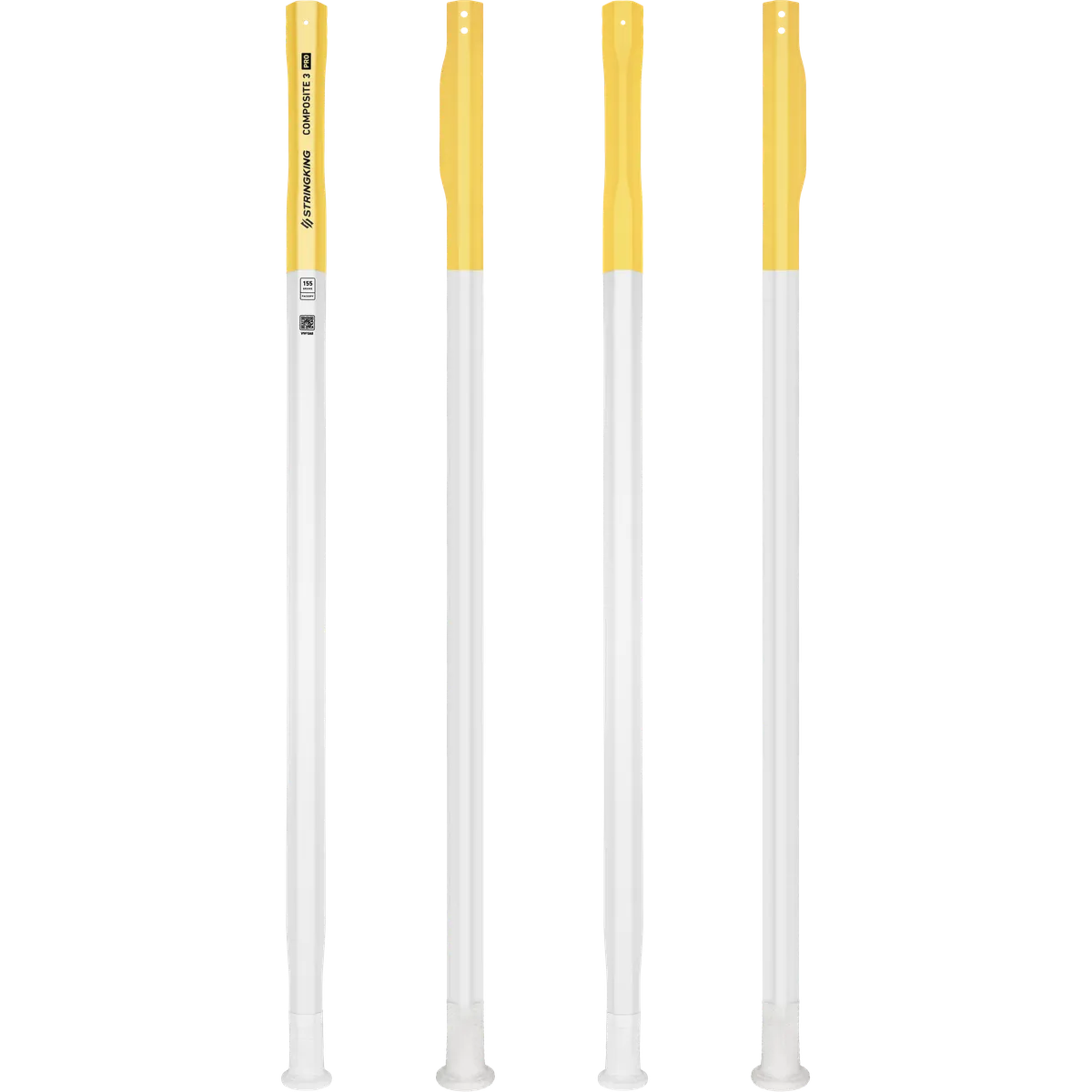 StringKing Composite 3 Pro Faceoff - 155 Grams, White / Yellow, Full Length, Vertical, Right, Front, Left, Back