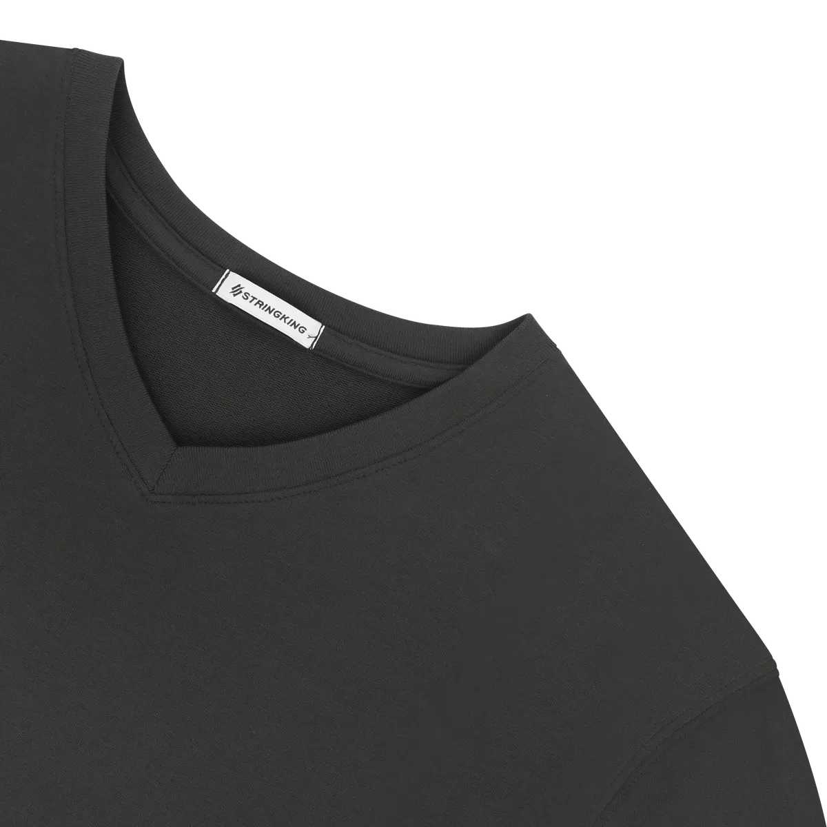 StringKing Men's Pima Terry V-Neck Sweater - Sharp Fit, Black, Detail