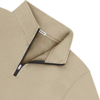 StringKing Women's Pima Cotton Quarter Zip - Relaxed Fit, Warm Khaki, Detail