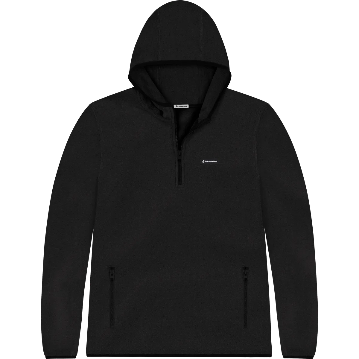 StringKing Men's Polartec Fleece Quarter Zip Hoodie with Pockets - Sharp Fit, Meteorite, Front