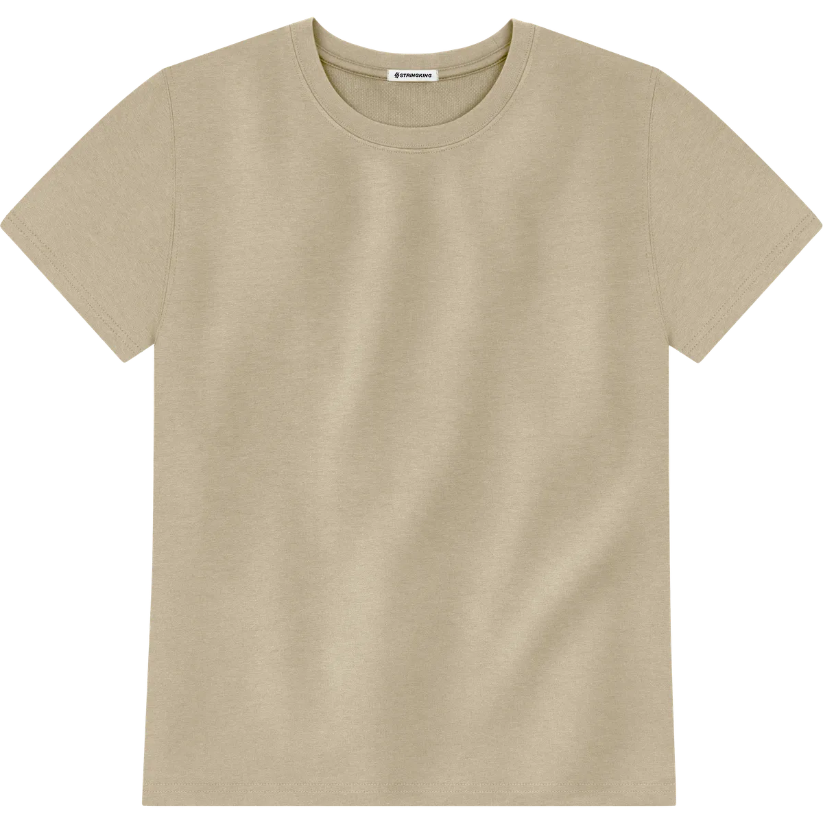 StringKing Men's Heavy Pima Cotton T-Shirt - Relaxed Fit, Warm Khaki, Front