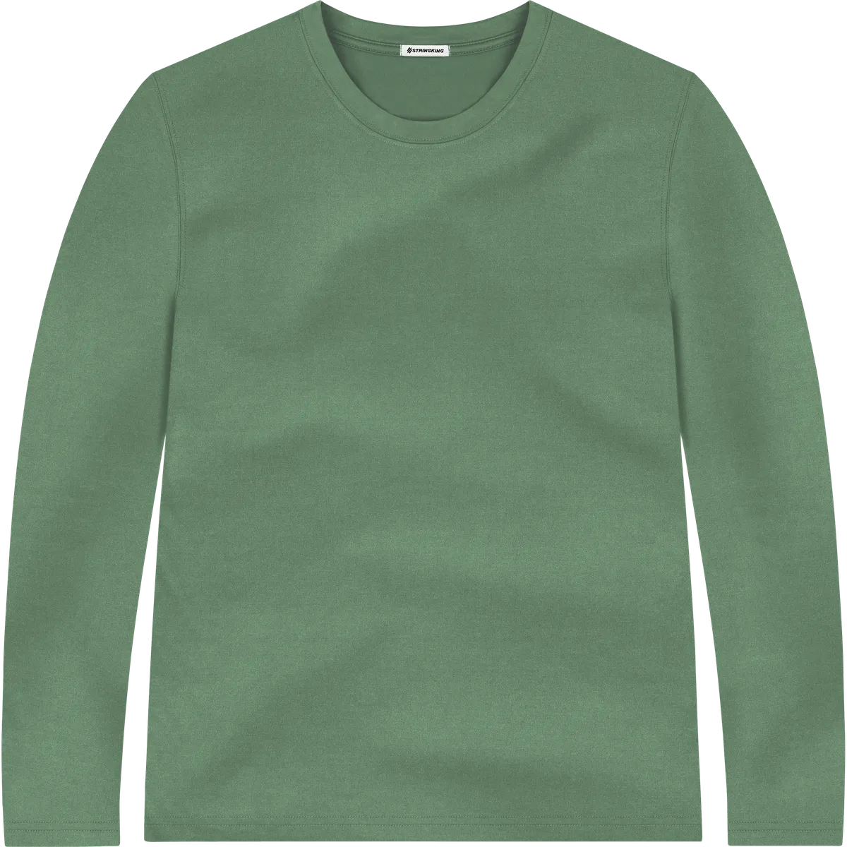 StringKing Men's FlexTech Long Sleeve Crewneck T-Shirt - Sharp Fit, Green, Front