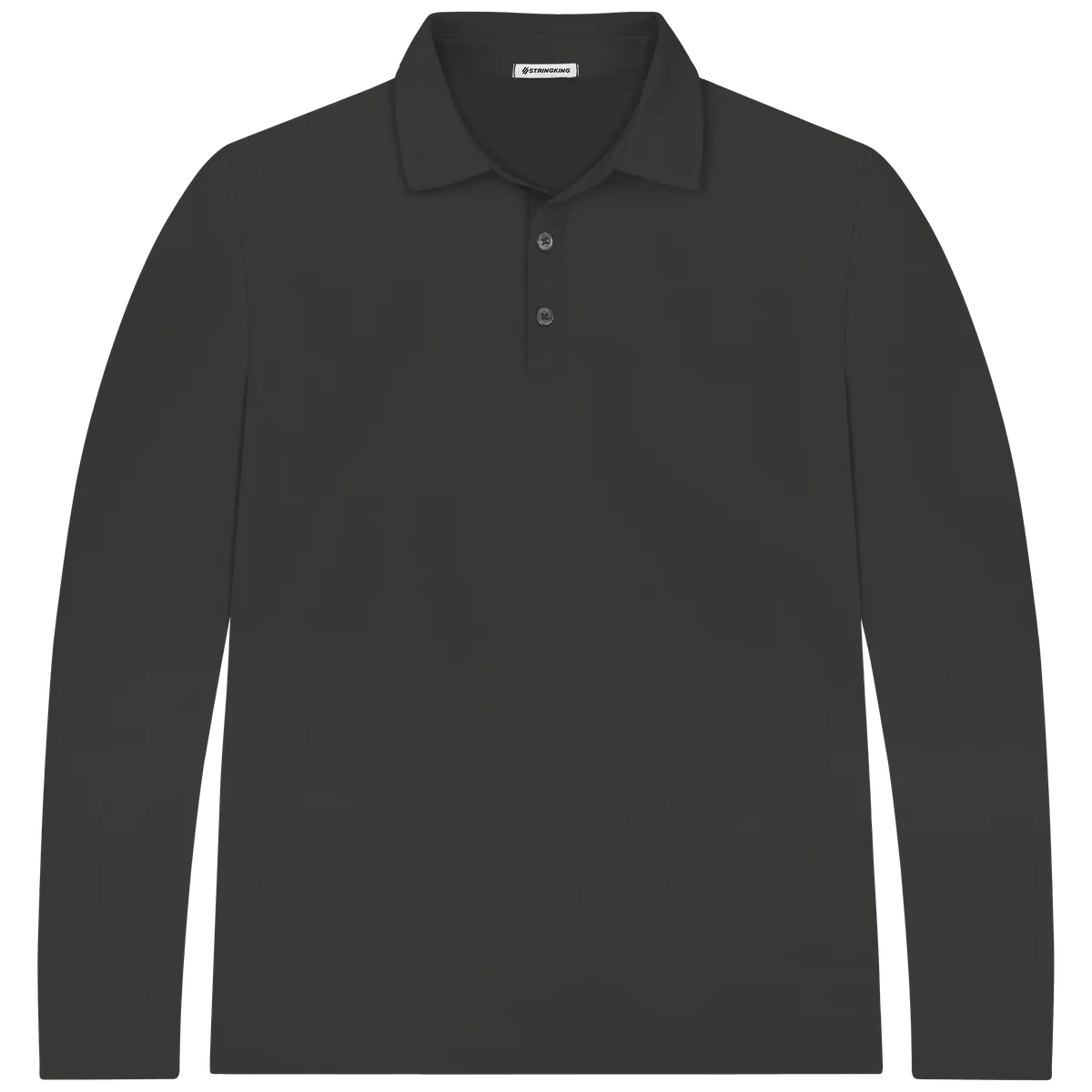 StringKing Men's StayCool Long Sleeve Polo - Sharp Fit, Black, Front