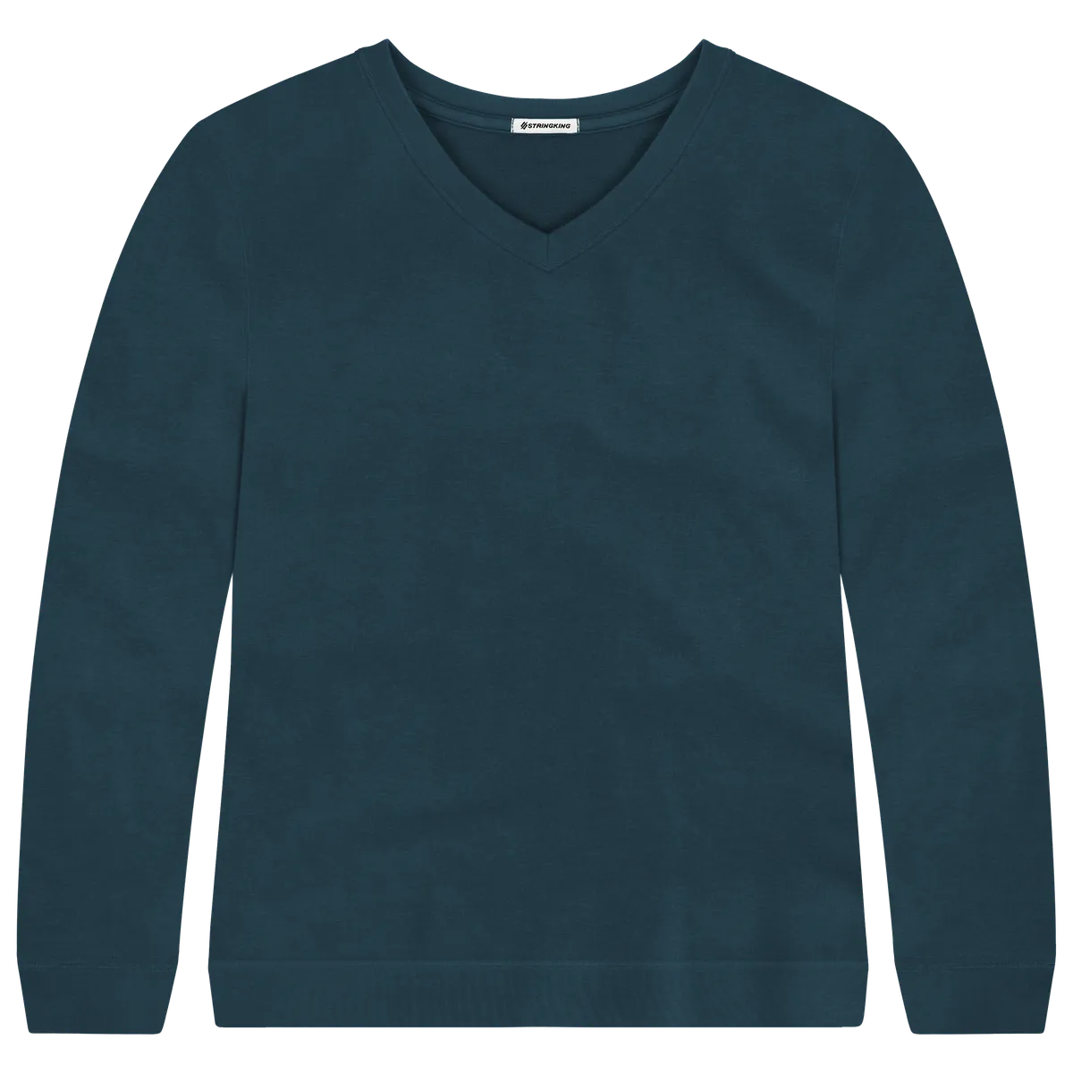 StringKing Women's Pima Terry V-Neck Sweater - Sharp Fit, Navy, Front