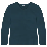 StringKing Women's Pima Terry V-Neck Sweater - Sharp Fit, Navy, Front