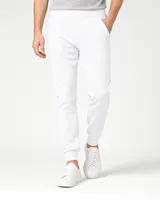 StringKing Men's StayWarm Joggers - Sharp Fit, White, Full Front - Human Model - Waist to Feet