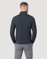 StringKing Men's Pima Terry Quarter Zip - Sharp Fit, Navy, Full Back - Human Model - Top of head to Mid-thigh
