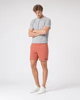 StringKing Men's Nylon Flex Shorts - Sharp Fit, Crabapple, Full Front Angle - Human Model