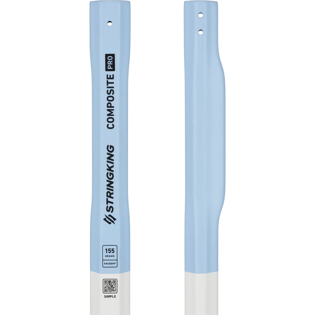 StringKing Men's Composite Pro Faceoff - 155 Grams, White / Carolina, Top Section, Left Side, Front