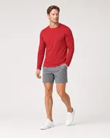 StringKing Men's StayCool Long Sleeve Tee - Relaxed Fit, Red, Collar Shoulder - Human Model