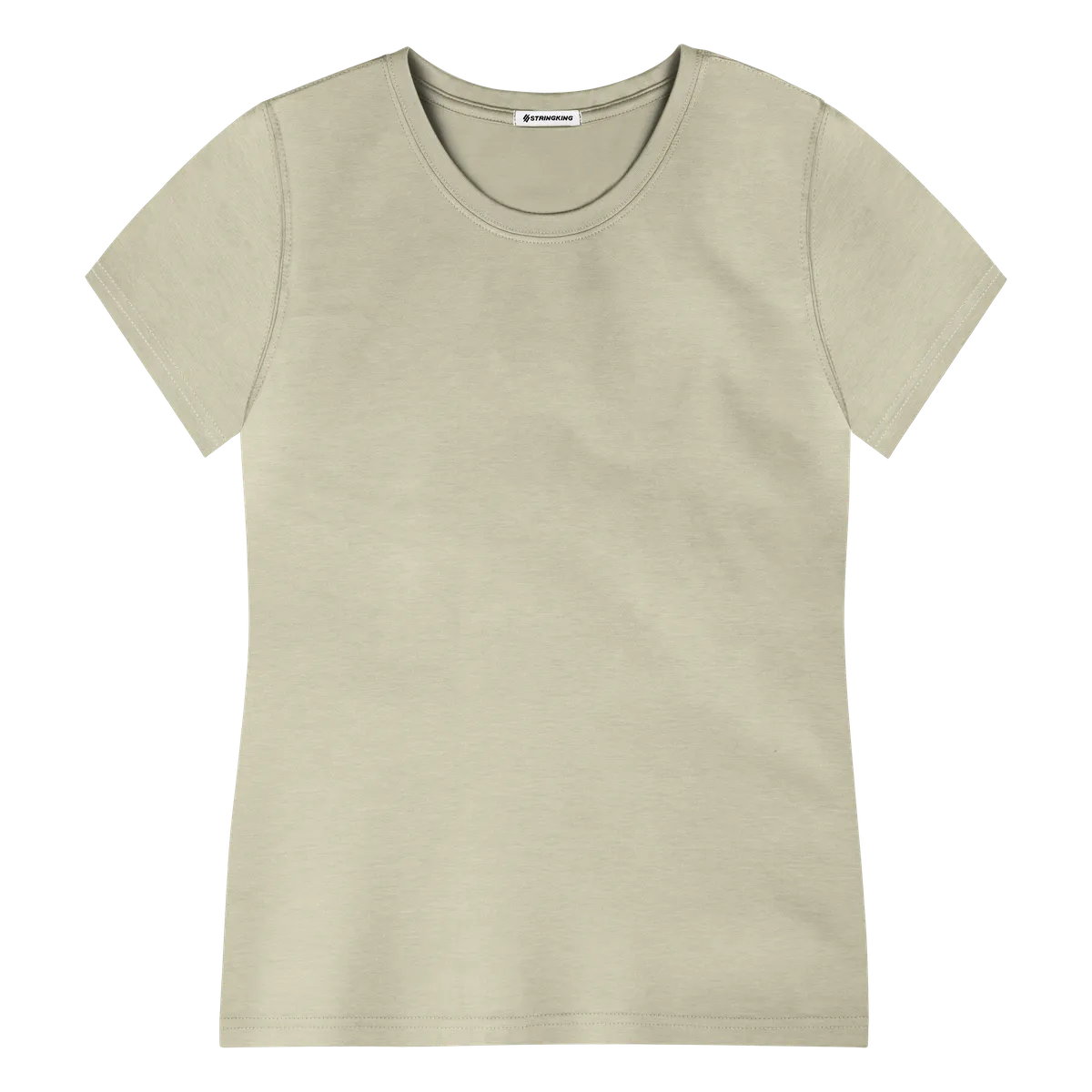 StringKing Women's Pima Cotton Short Sleeve Crewneck T-Shirt - Sharp Fit, Khaki Green, Front