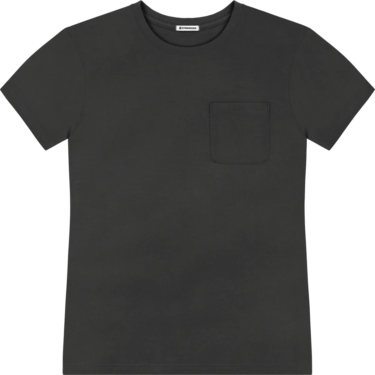 StringKing Men's Pima Jersey Pocket Tee - Sharp Fit, Black, Front