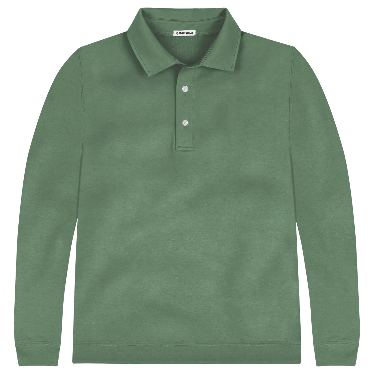 StringKing Men's Pima Cotton Polo Sweatshirt - Relaxed Fit, Green, Front