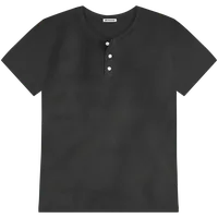 StringKing Men's Pima Cotton Short Sleeve Henley - Relaxed Fit, Black, Front