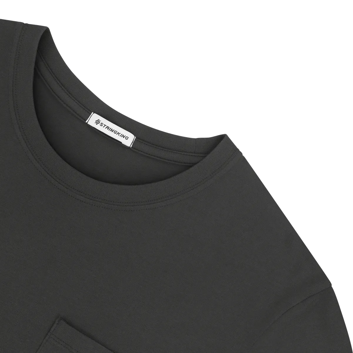 StringKing Men's Pima Jersey Long Sleeve Pocket Tee - Sharp Fit, Black, Detail