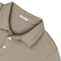 StringKing Men's Pima Cotton Long Sleeve Polo - Sharp Fit, Warm Khaki, Detail