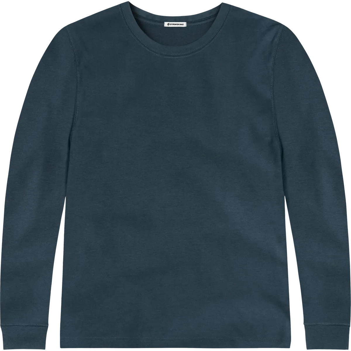 StringKing Men's Pima Cotton Long Sleeve Crewneck T-Shirt - Relaxed Fit, Navy, Front
