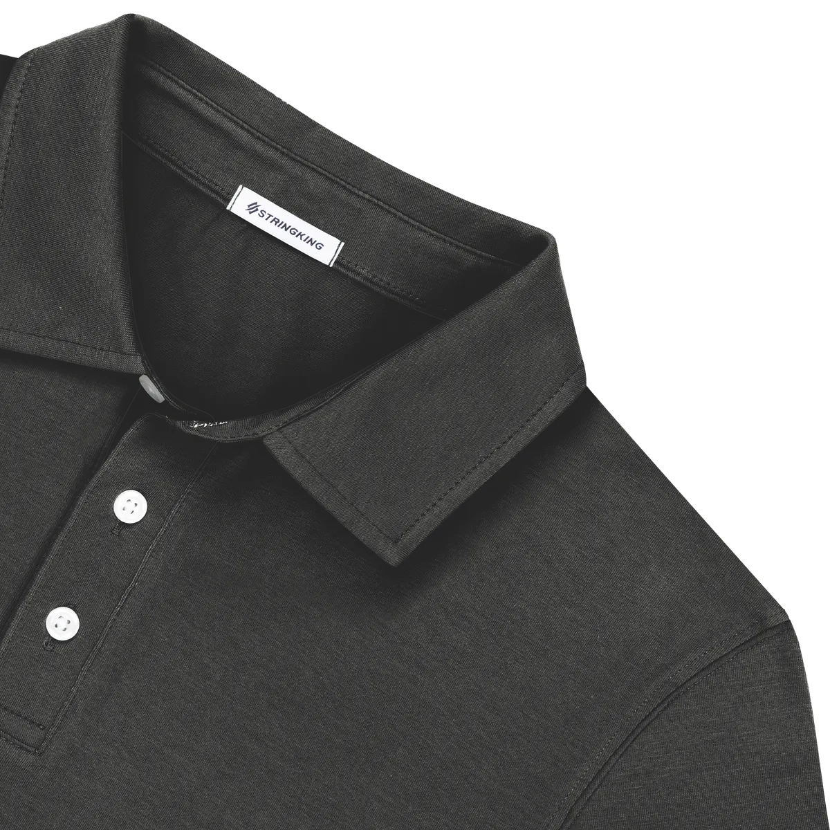 StringKing Men's Pima Cotton Polo 2C - Sharp Fit, Black, Detail