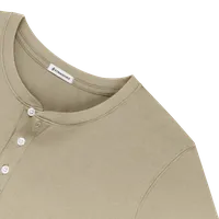 StringKing Men's Pima Cotton Short Sleeve Henley - Sharp Fit, Warm Khaki, Detail