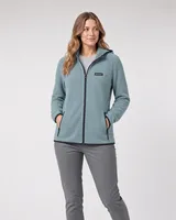 StringKing Women's Polartec Fleece Full Zip Hoodie with Pockets - Relaxed Fit, Slate, Full Front - Human Model - Top of head to Knees