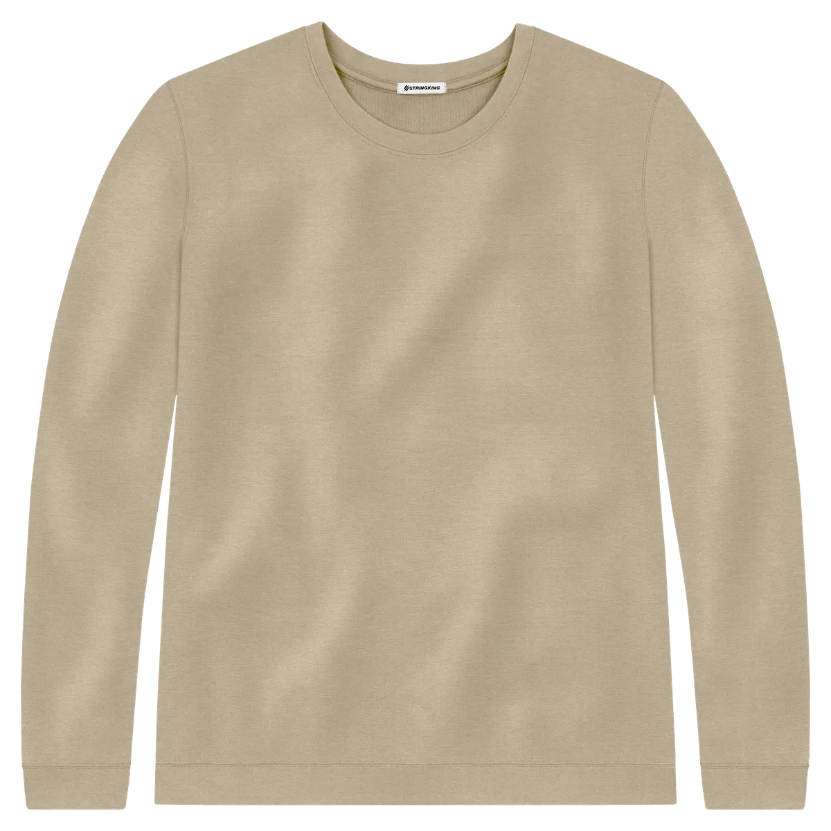 StringKing Men's Pima Cotton Crewneck Sweatshirt - Sharp Fit, Warm Khaki, Front
