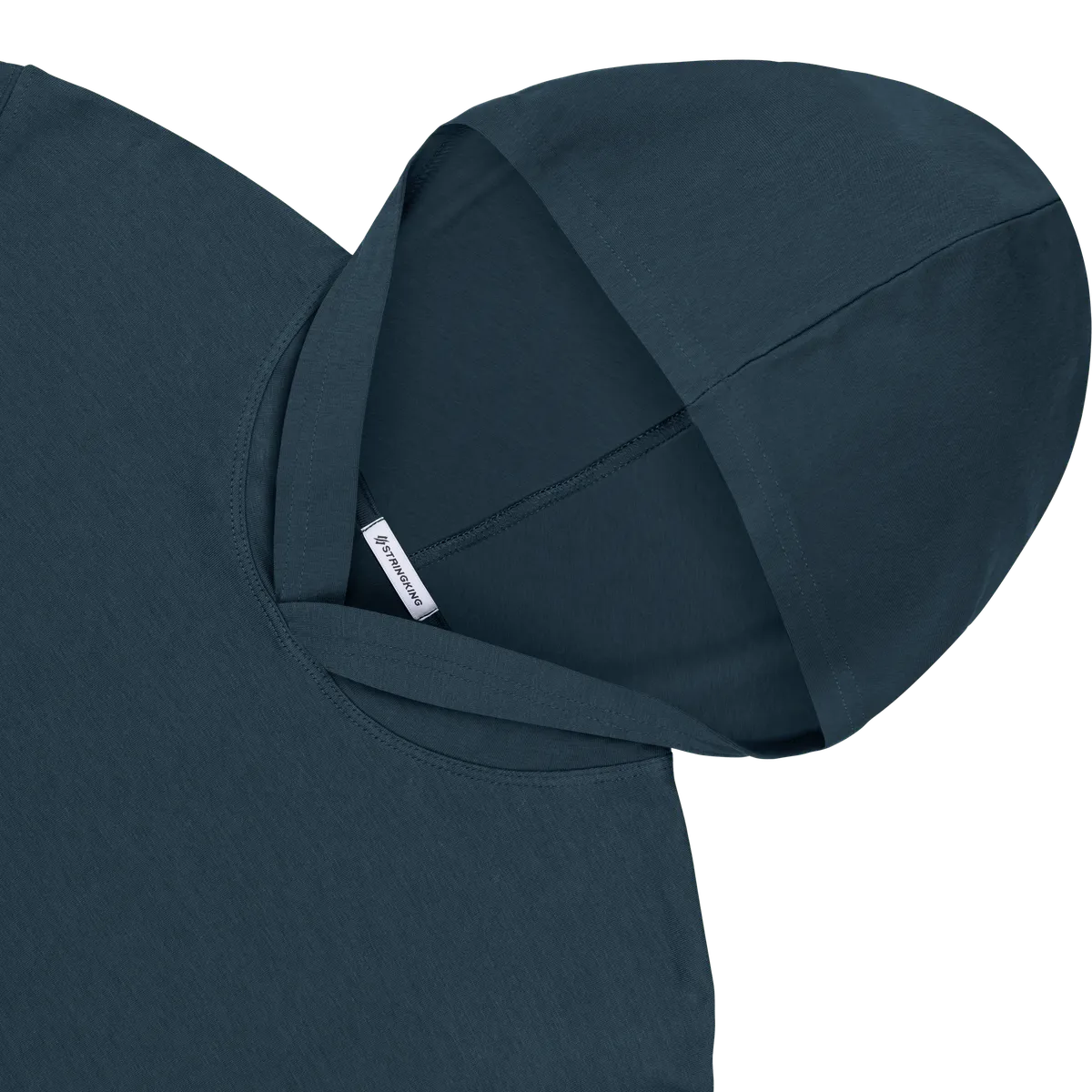 StringKing Men's Pima Cotton Lightweight Hoodie - Sharp Fit, Navy, Detail