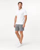 StringKing Men's Pima Terry Polo - Relaxed Fit, White, Full Front Angle - Human Model