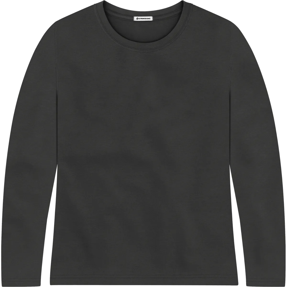 StringKing Women's Pima Jersey Long Sleeve Tee - Relaxed Fit, Black, Front