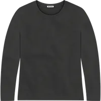 StringKing Women's Pima Jersey Long Sleeve Tee - Relaxed Fit, Black, Front