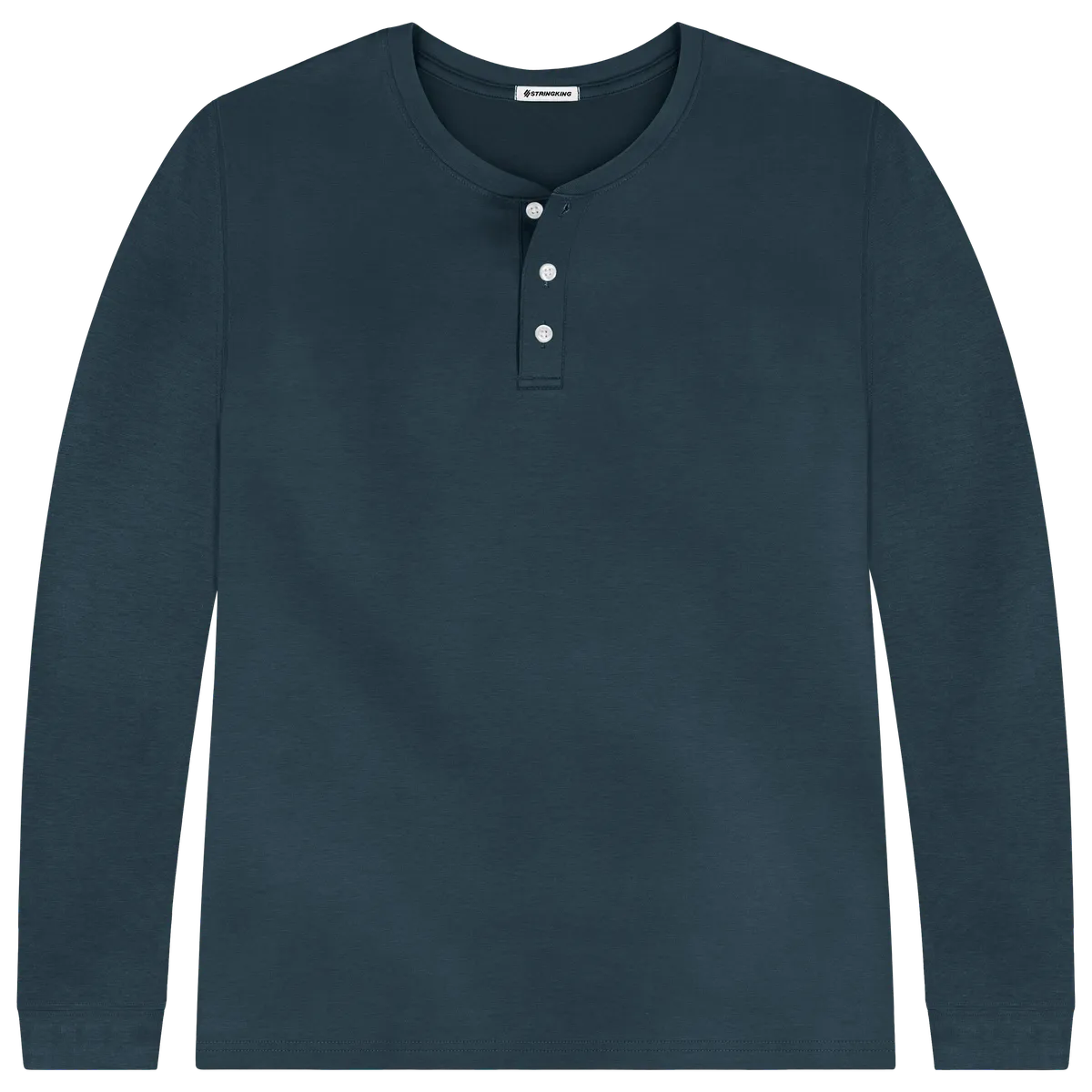 StringKing Men's Pima Cotton Long Sleeve Henley - Sharp Fit, Navy, Front