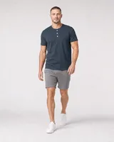 StringKing Men's Pima Jersey Short Sleeve Henley - Sharp Fit, Navy, Full Front Angle - Human Model
