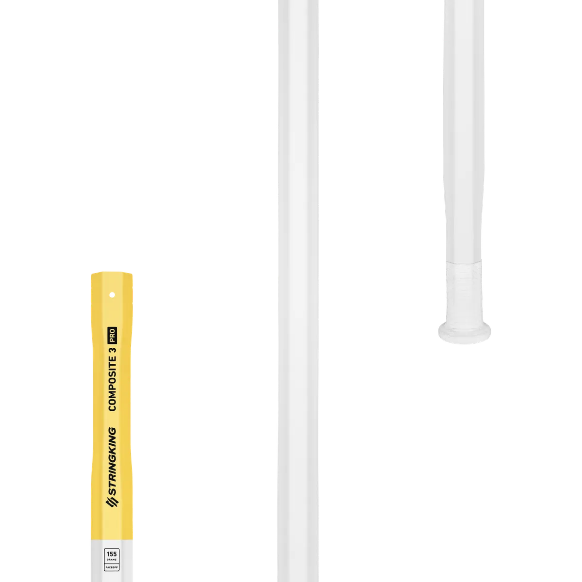 StringKing Composite 3 Pro Faceoff - 155 Grams, White / Yellow, Vertical, Top Section Left, Middle, Bottom, Lax.co