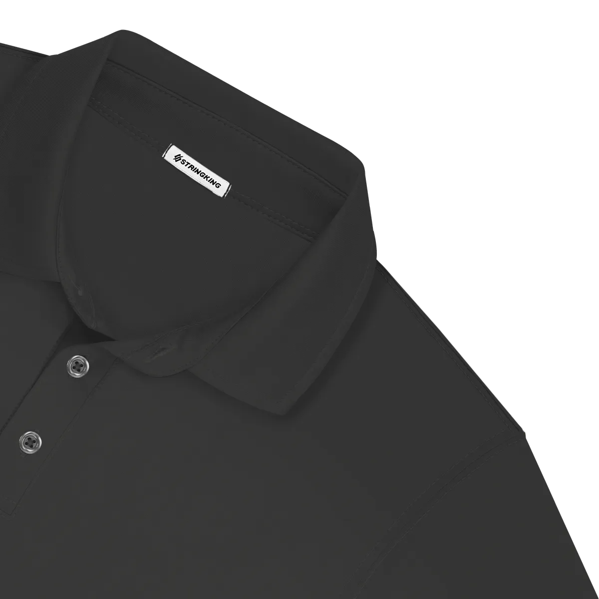 StringKing Men's StayCool Long Sleeve Polo - Sharp Fit, Black, Detail