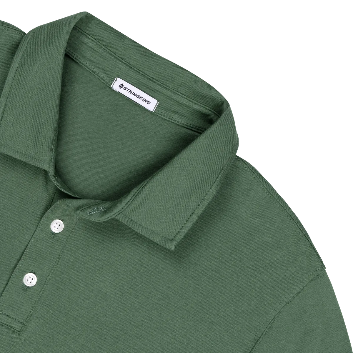 StringKing Men's Pima Cotton Short Sleeve Polo - Relaxed Fit, Green, Detail