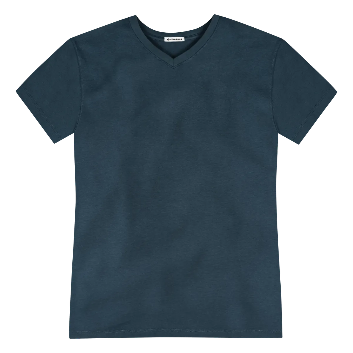 StringKing Men's Pima Cotton Short Sleeve V-Neck T-Shirt - Sharp Fit, Navy, Front