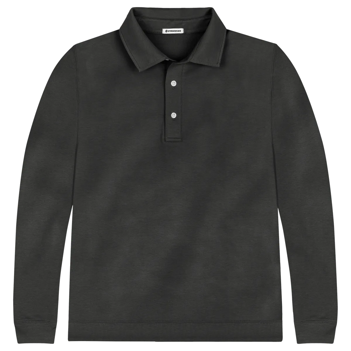 StringKing Men's Pima Cotton Polo Sweatshirt - Relaxed Fit, Black, Front