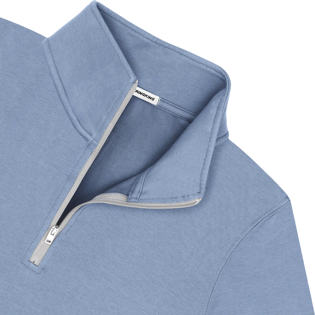 StringKing Men's Pima Cotton Quarter Zip - Sharp Fit, Slate Blue, Detail
