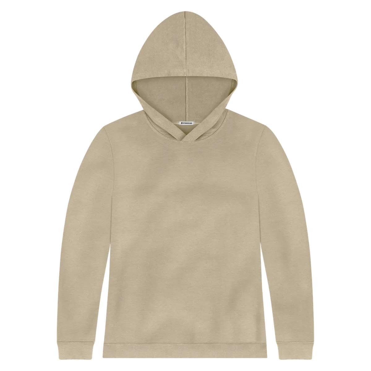 StringKing Women's Pima Cotton Hoodie - Sharp Fit, Warm Khaki, Front