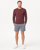 StringKing Men's Pima Jersey Long Sleeve Tee - Sharp Fit, New Maroon, Full Front - Human Model - Top of head to Knees