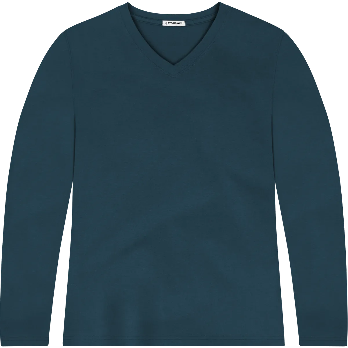 StringKing Women's Pima Jersey Long Sleeve V-Neck Tee - Sharp Fit, Navy, Front
