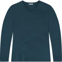 StringKing Women's Pima Jersey Long Sleeve V-Neck Tee - Sharp Fit, Navy, Front