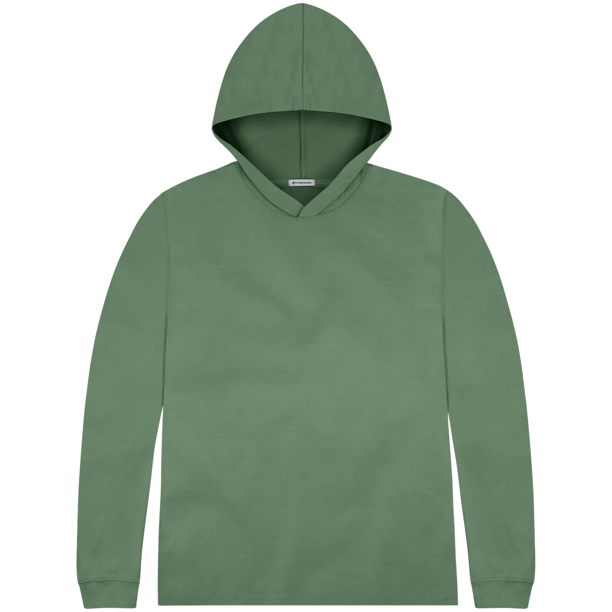StringKing Men's Pima Cotton Lightweight Hoodie - Relaxed Fit, Green, Front